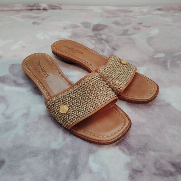 Eric Javits Shoes - Eric Javits Tan and Gold Sandals